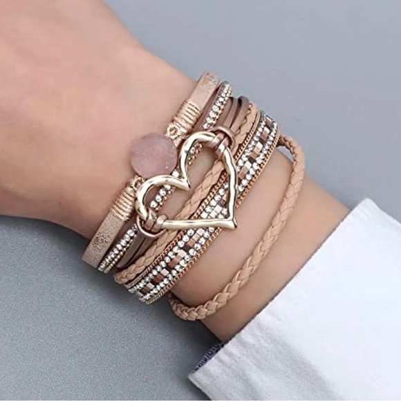 Braided Leather Wrap Bracelet Boho Cuff - Picture 2 of 6